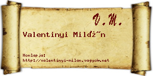 Valentinyi Milán névjegykártya